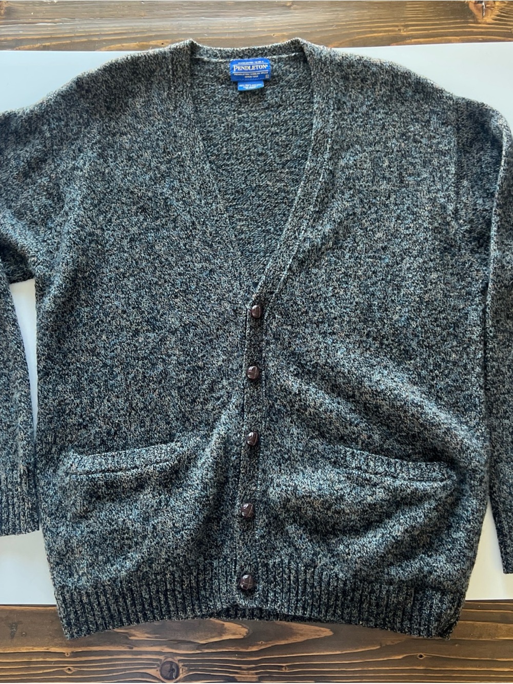 Pendleton Men's Charcoal Cardigan Sweater Grandpa Sweater Large